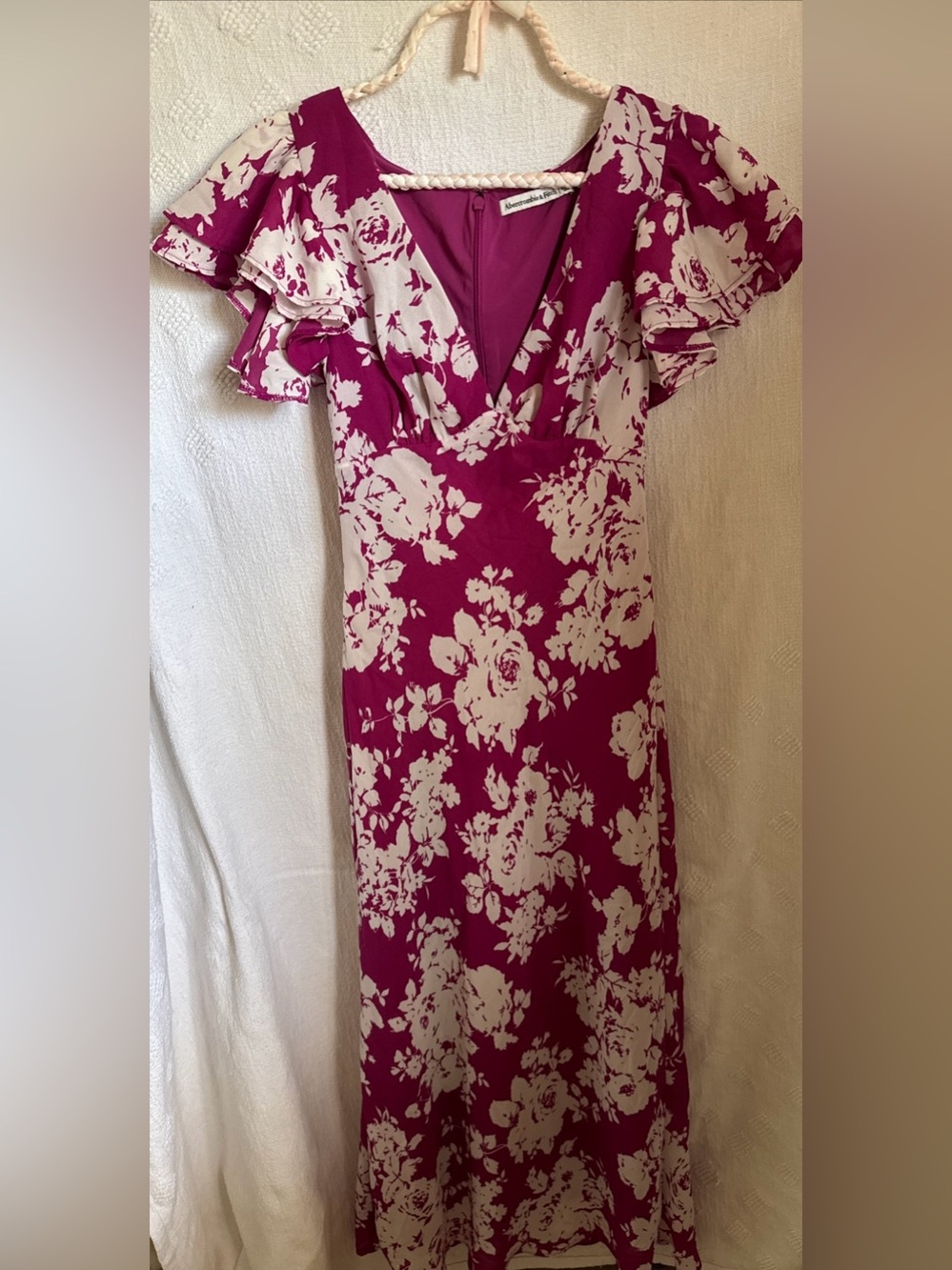 Abercrombie And Fitch Floral Maxi Dress Size XXS Wedding Guest Flutter Sleeve